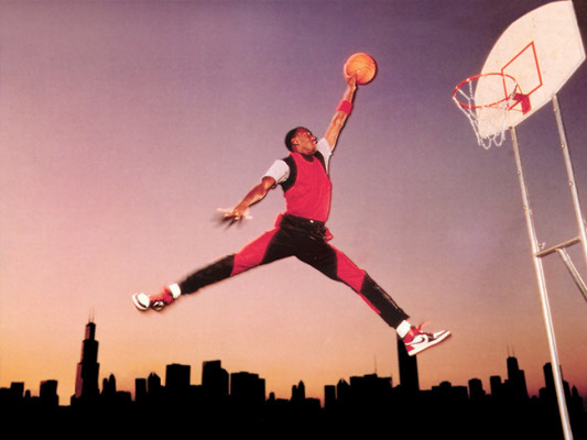La foto di Jordan usata per il logo Jumpman